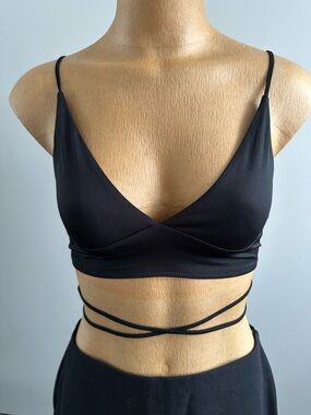 Night out black waist tie top